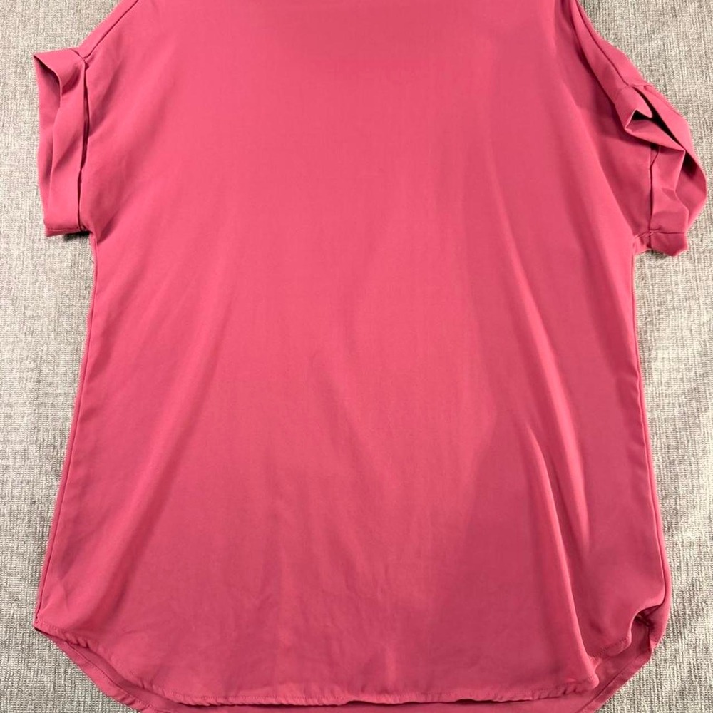 Zenana Outfitters Dusty Rose Short Sleeve Cuffed Top - Size M